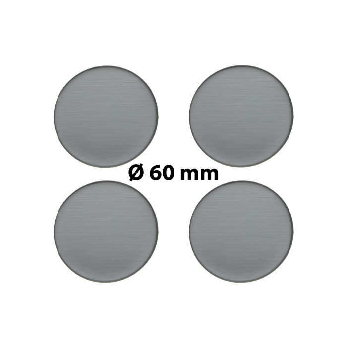 4 x Ø 60 mm Polymere Aufkleber / Metall-Optik / Nabenkappen, Felgendeckel