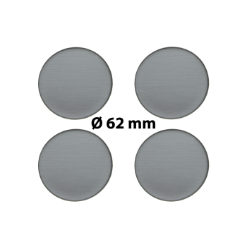 4 x Ø 62 mm Polymere Aufkleber / Metall-Optik / Nabenkappen, Felgendeckel