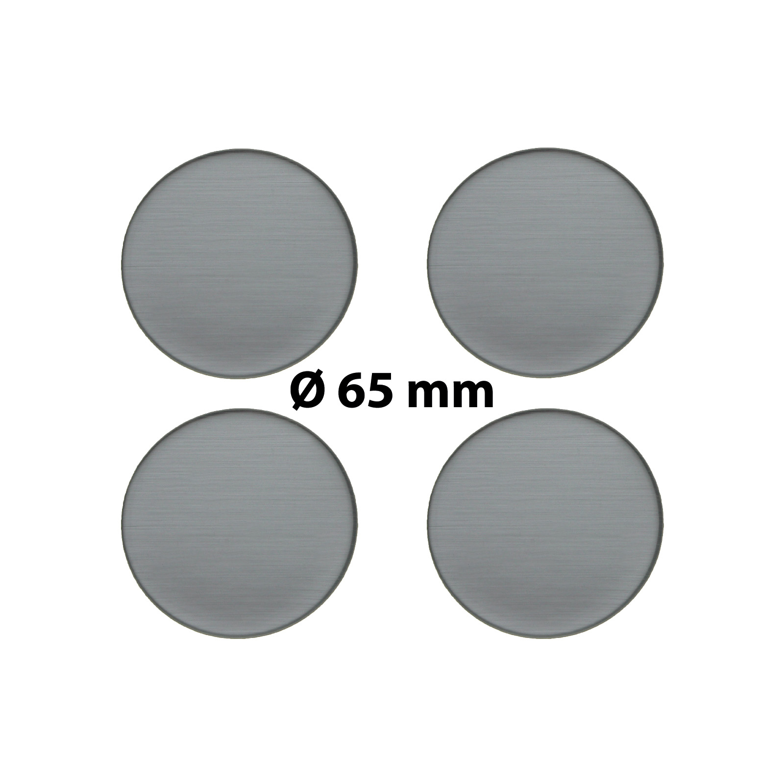 4 x 65 mm Polymere Aufkleber für Nabenkappen Chrome Optik Felgendeckel Radnabend 