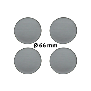 4 x Ø 66 mm Polymere Aufkleber / Metall-Optik / Nabenkappen, Felgendeckel