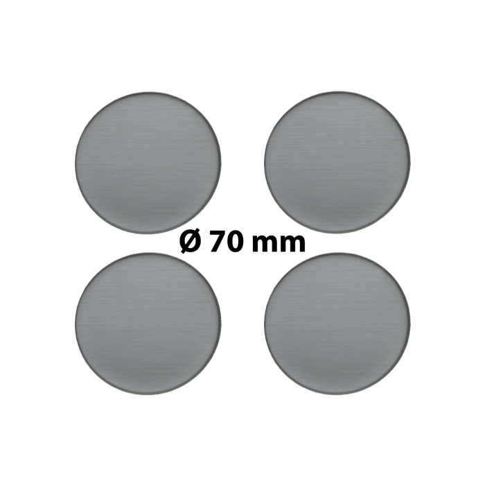 4 x Ø 70 mm Polymere Aufkleber / Metall-Optik / Nabenkappen, Felgendeckel