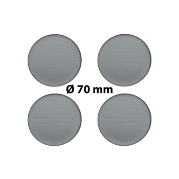 4 x Ø 70 mm Polymere Aufkleber / Metall-Optik / Nabenkappen, Felgendeckel