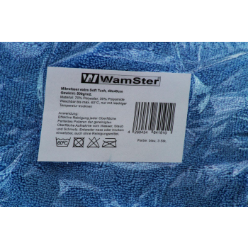 1 x WamSter microfibre cloth blue extra strong 500g/m2, 40cm x40cm