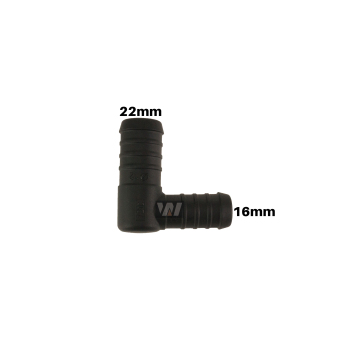 WamSter® L 90° Schlauchverbinder Pipe Connector reduziert 22mm 16mm Durchmesser