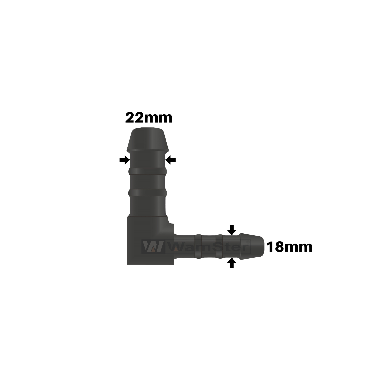 WamSter® L Schlauchverbinder 90°-Winkel Pipe Connector Red 22mm 18mm Durchmesser 