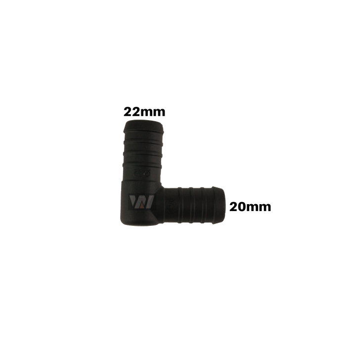 WamSter® L 90° Schlauchverbinder Pipe Connector reduziert 22mm 20mm Durchmesser