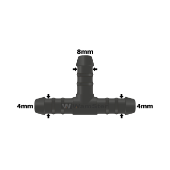 WamSter® T Schlauchverbinder Pipe Connector reduziert 4mm 4mm 8mm Durchmesser