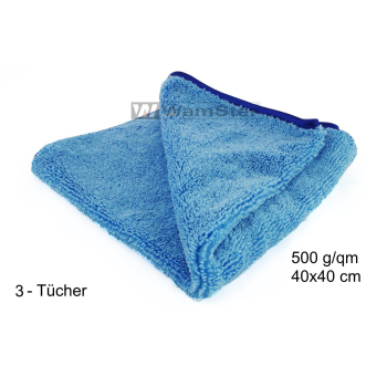 3 x WamSter microfibre cloth blue extra strong 500g/m2, 40cm x40cm