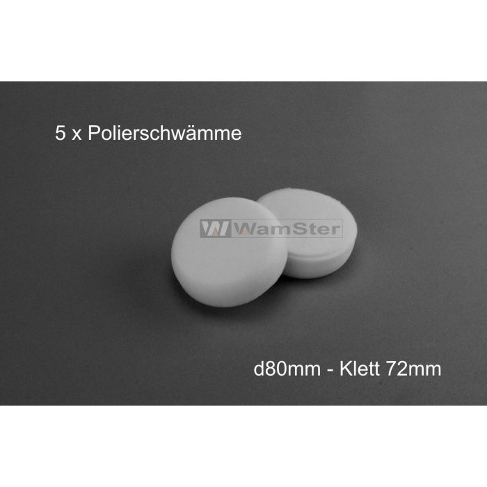 5 x Wamster Polierschwamm weiß hart d80mm/25 mm