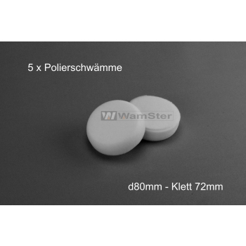 5 x Wamster Polierschwamm weiß hart d80mm/25 mm