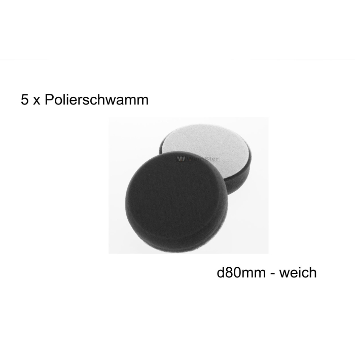 5 x Wamster polishing sponge black soft d80mm/25 mm