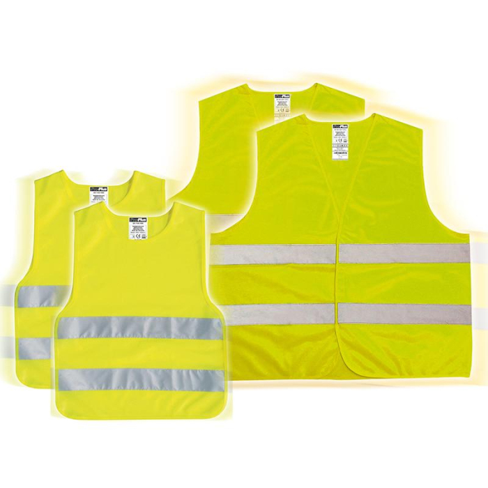 High visibility vest Family set 4 pieces 2 adults 2 children yellow