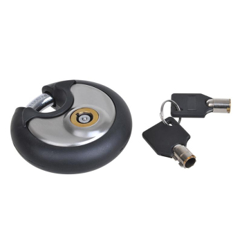 Lock 70mm trailer lock stainless steel with rubber...
