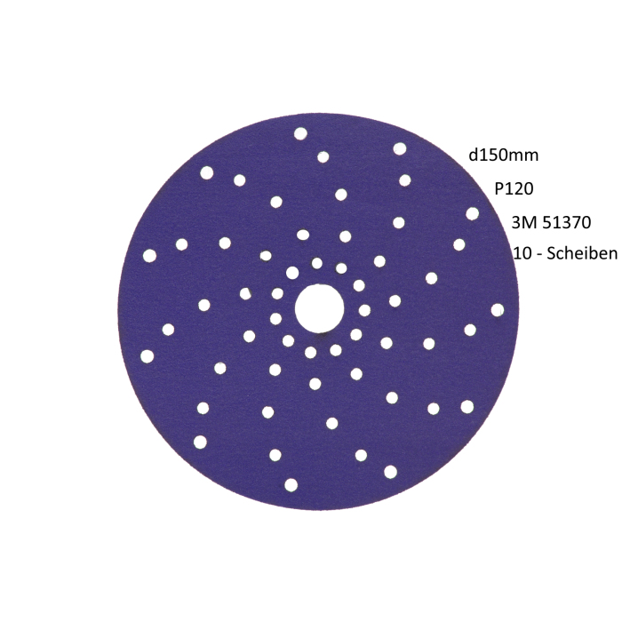 10 x 3m Cubitron ii Hook Kit Velcro disc Purple Premium 737u, 150 mm, p120, Multihole 51370