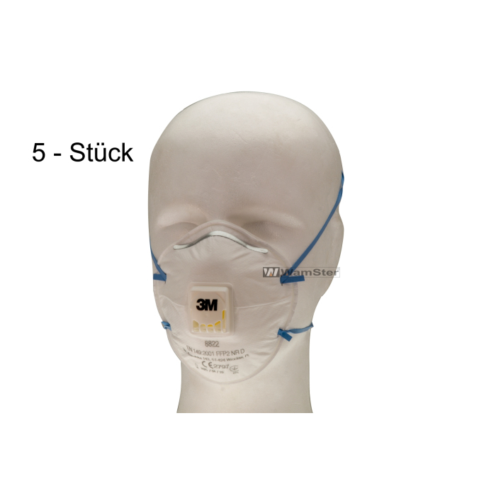 5 x 3M™ Einweg-Atemschutzmaske 8822 FFP 2 mit Ausatemventil NR D
