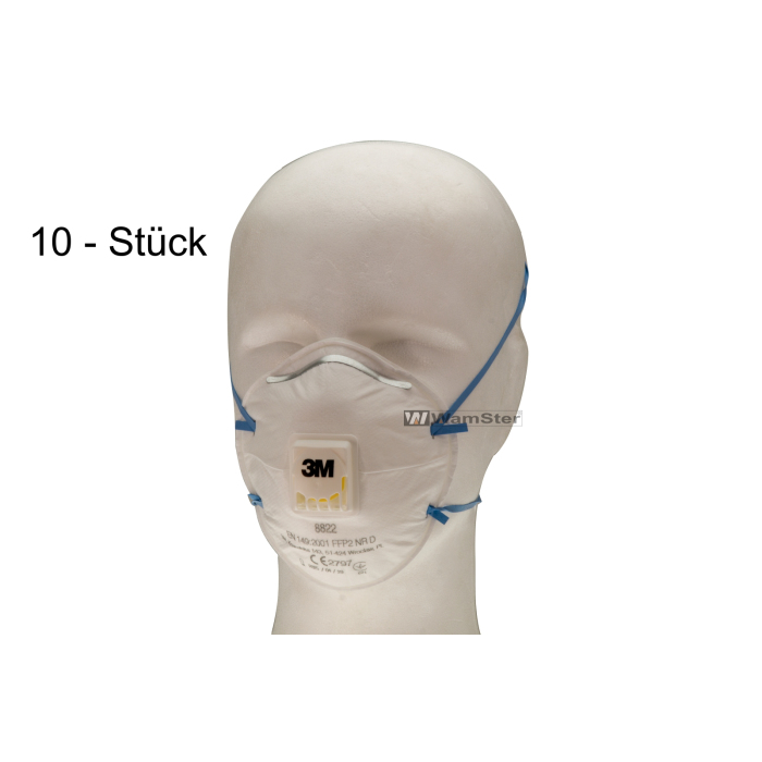 10 x 3M™ Einweg-Atemschutzmaske 8822 FFP 2 mit Ausatemventil NR D