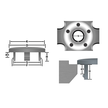 1 Nabenkappe Ø 165,0 mm - 58,0 mm / umr. tellerf. gelocht / Klebefläche