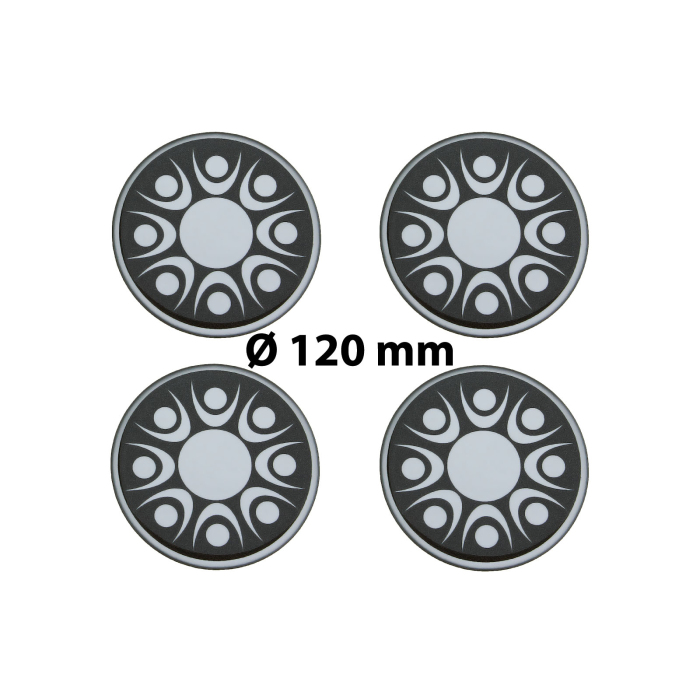 4 x Ø 120 mm Polymere Aufkleber / Stern-Optik / Nabenkappen, Felgendeckel