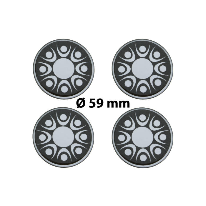 4 x Ø 59 mm Polymere Aufkleber / Stern-Optik / Nabenkappen, Felgendeckel