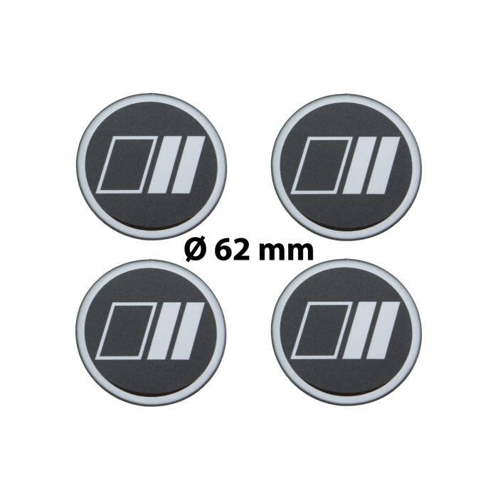 4 x Ø 62 mm Polymere Aufkleber / Streifen / Nabenkappen, Felgendeckel