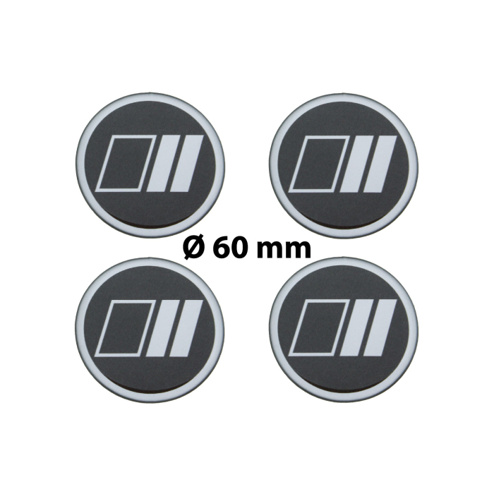 4 x Ø 60 mm Polymere Aufkleber / Streifen / Nabenkappen, Felgendeckel