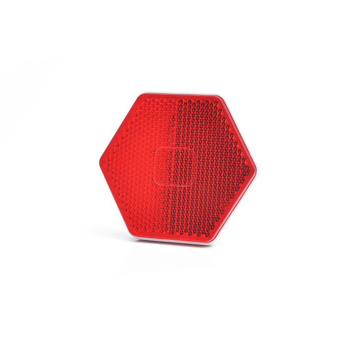 Rückstrahler Reflektor (L/R) Sechseck Rot E20 mit Klebeband